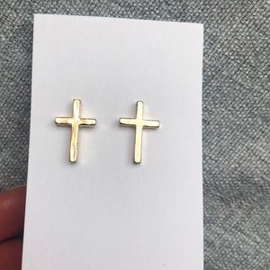 Gold Plated Cross Stud Earrings